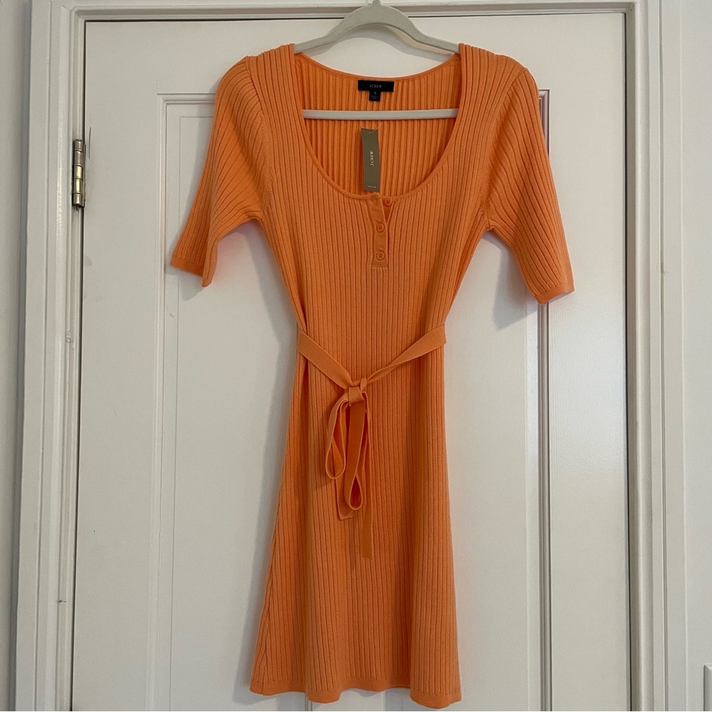 JCrew ribbed knit belted mini dress. Small. NWT.